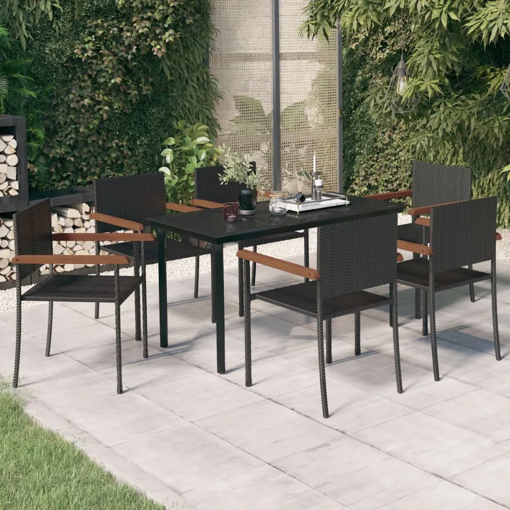 vidaXL Set da Pranzo da Giardino 7 pz Nero