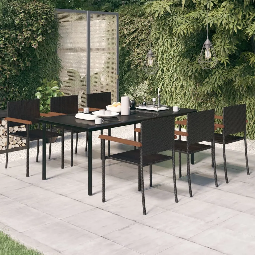 vidaXL Set da Pranzo da Giardino 7 pz Nero