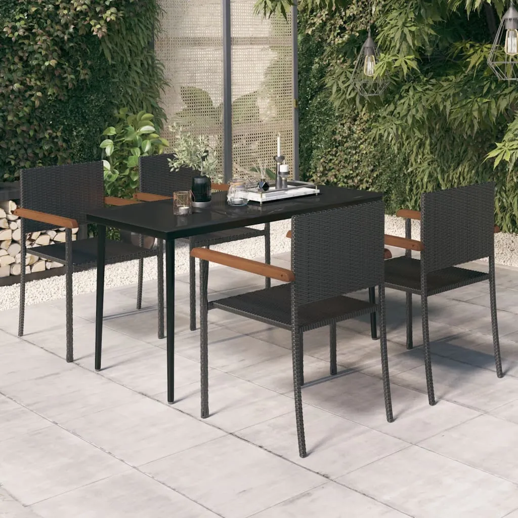 vidaXL Set da Pranzo da Giardino 5 pz Nero