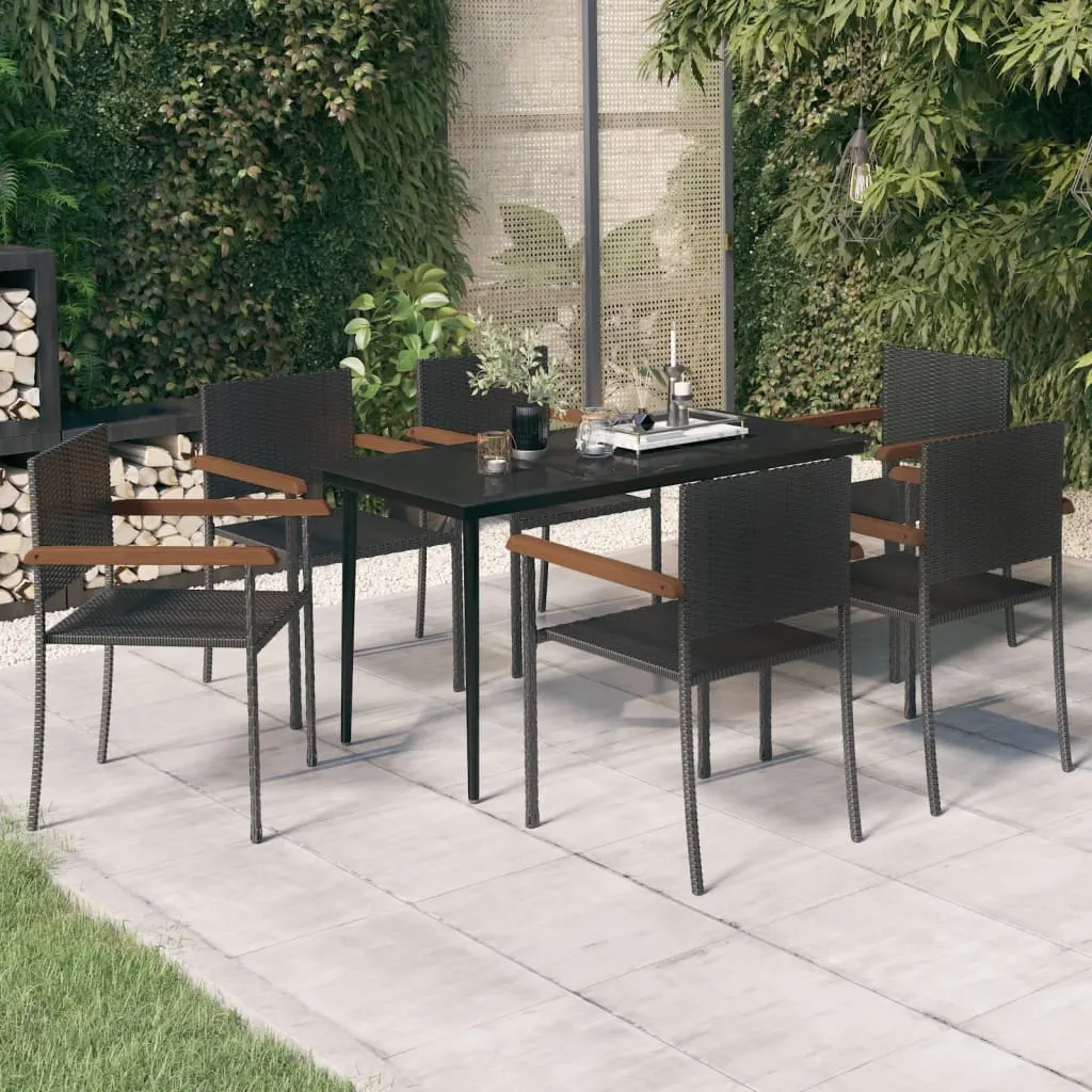 vidaXL Set da Pranzo da Giardino 7 pz Nero