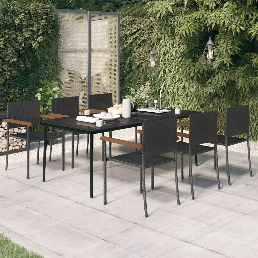 vidaXL Set Mobili da Pranzo da Giardino 7 pz Nero