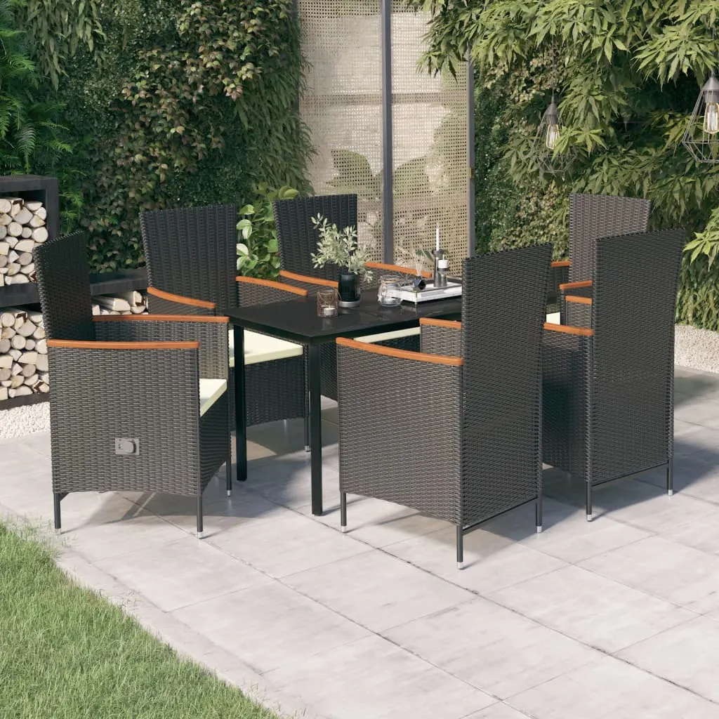 vidaXL Set da Pranzo da Giardino 7 pz con Cuscini Nero