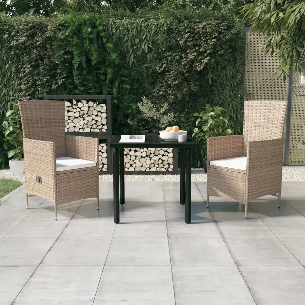 vidaXL Set da Pranzo da Giardino Beige 3 pz con Cuscini