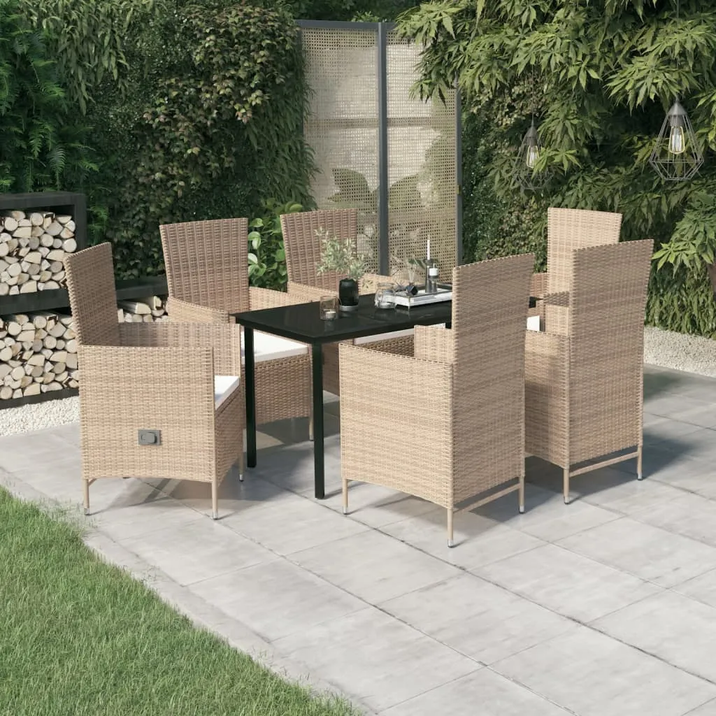 vidaXL Set Mobili da Pranzo per Giardino 7 pz con Cuscini Beige