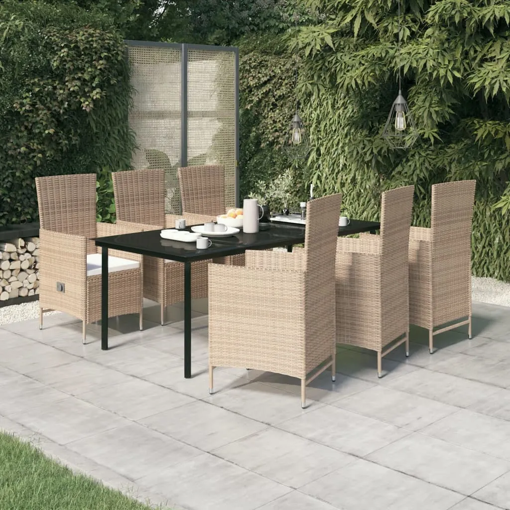 vidaXL Set Mobili da Pranzo da Giardino 7 pz con Cuscini Beige