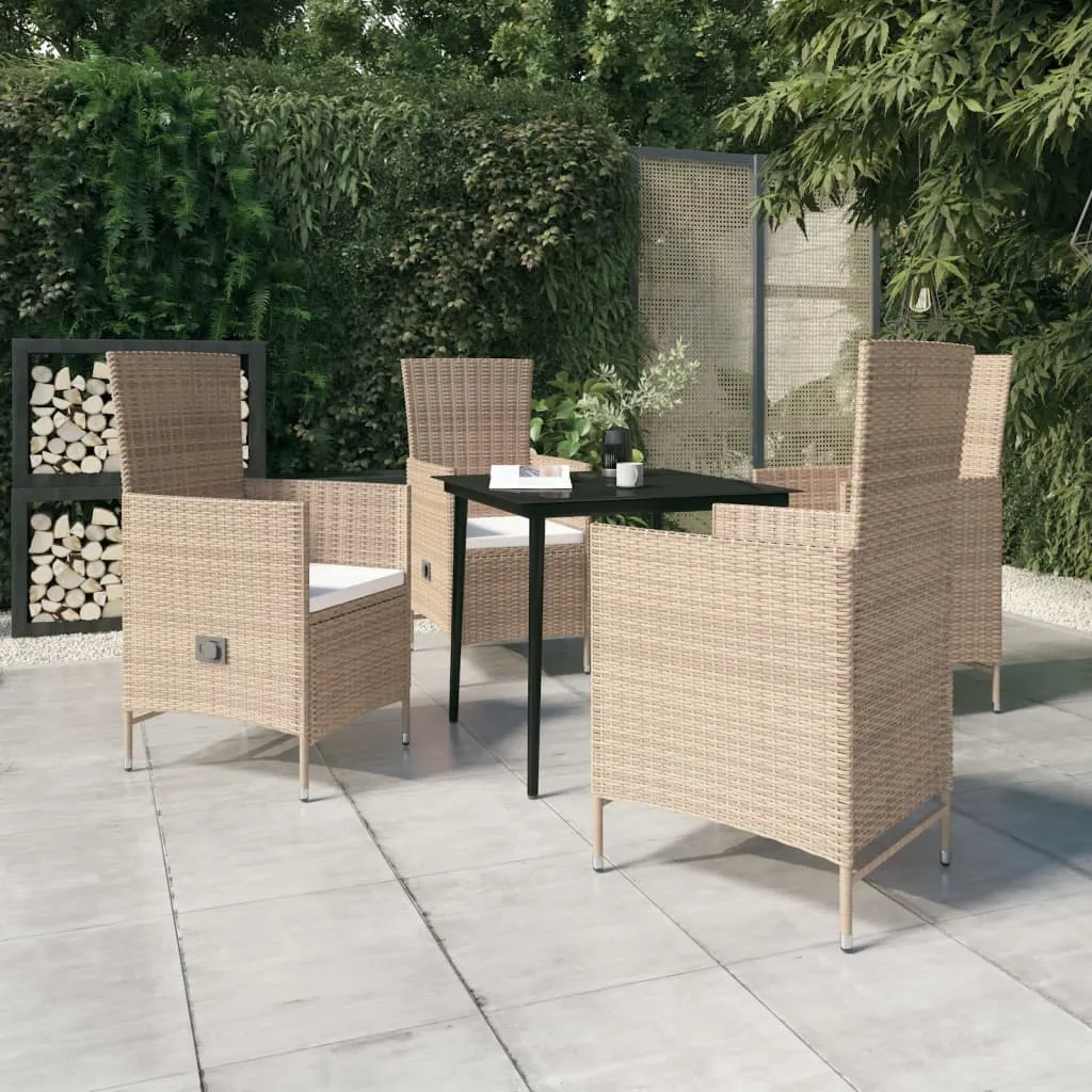 vidaXL Set da Pranzo per Giardino 5 pz con Cuscini Beige