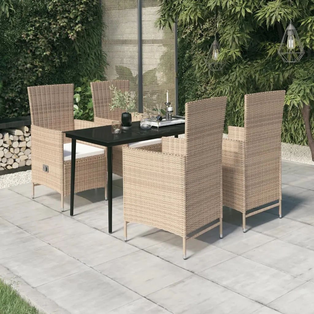 vidaXL Set da Pranzo per Giardino 5 pz con Cuscini Beige