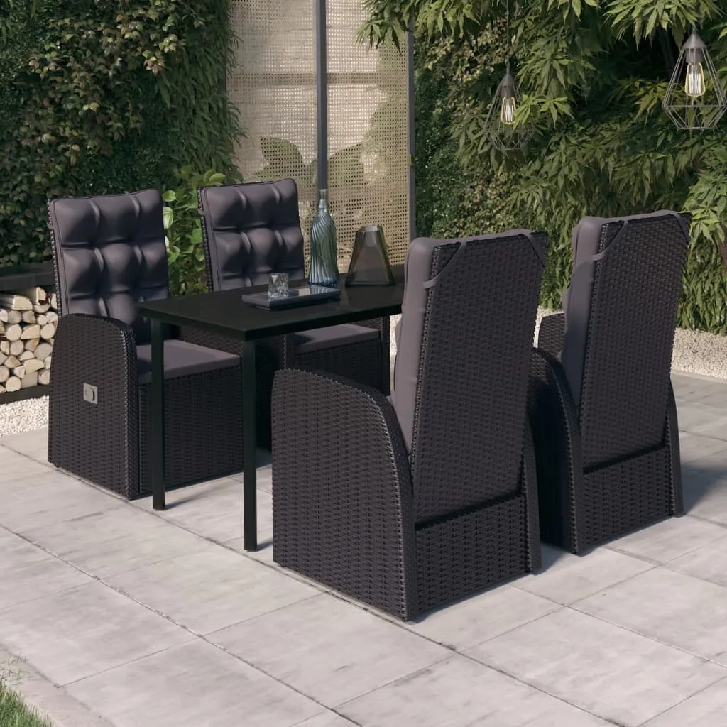 vidaXL Set da Pranzo da Giardino 5 pz con Cuscini Nero