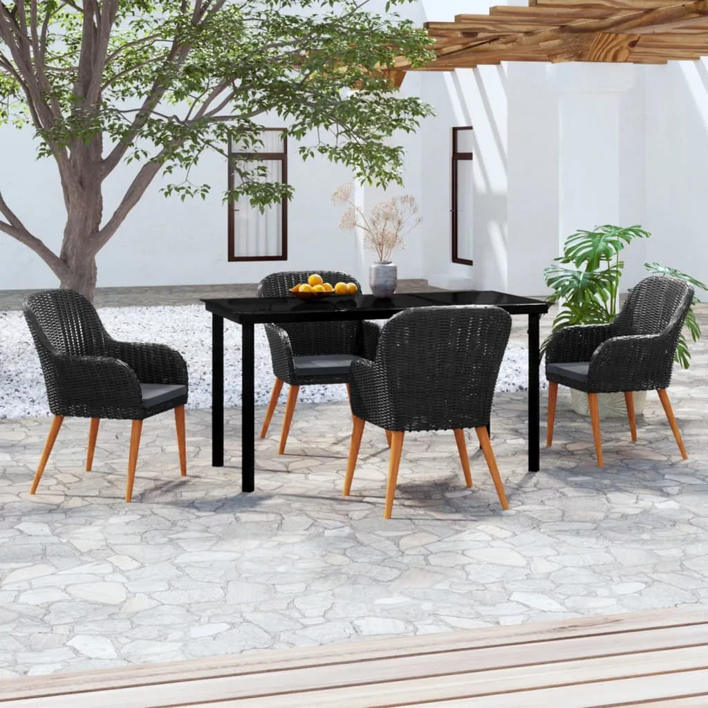 vidaXL Set da Pranzo per Giardino 5 pz con Cuscini Nero