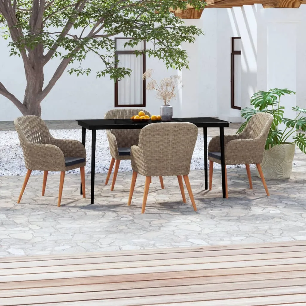 vidaXL Set da Pranzo per Giardino 5 pz con Cuscini Marrone