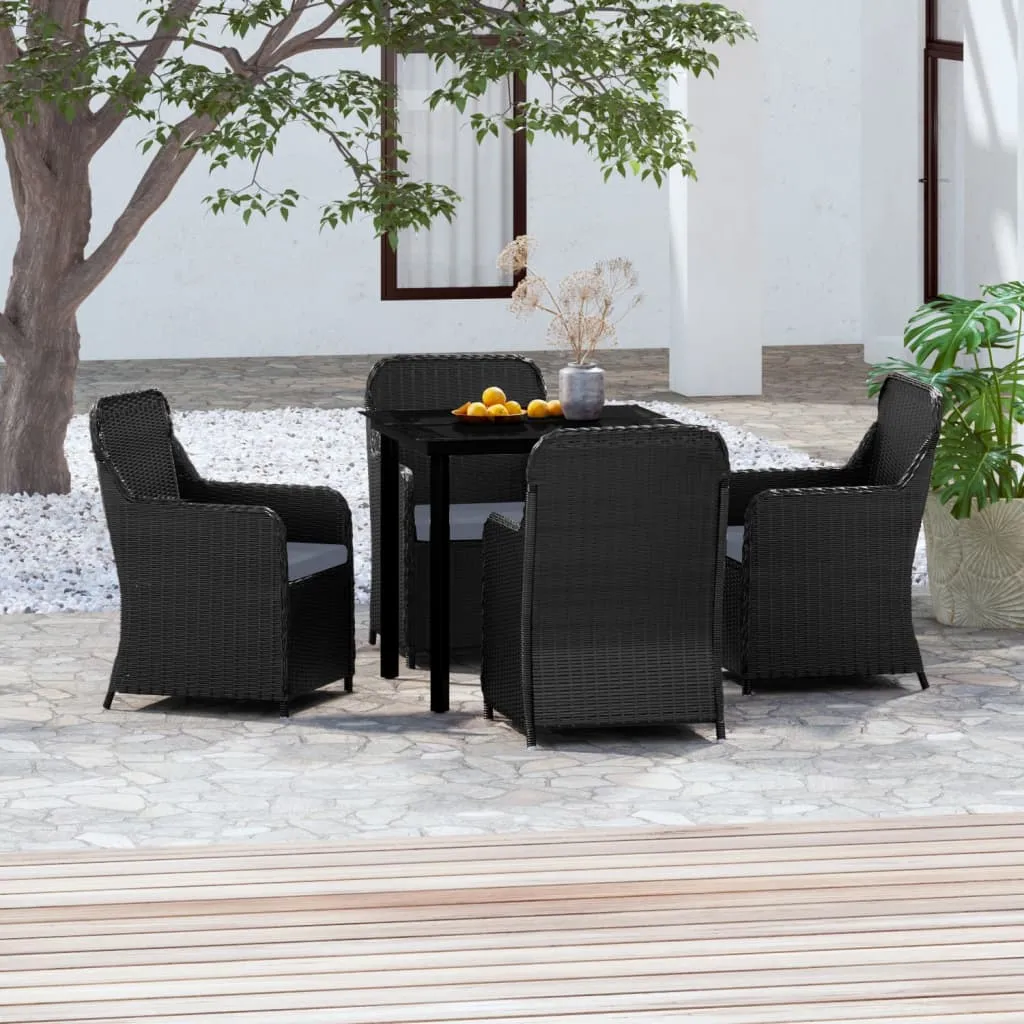 vidaXL Set da Pranzo per Giardino 5 pz con Cuscini Nero