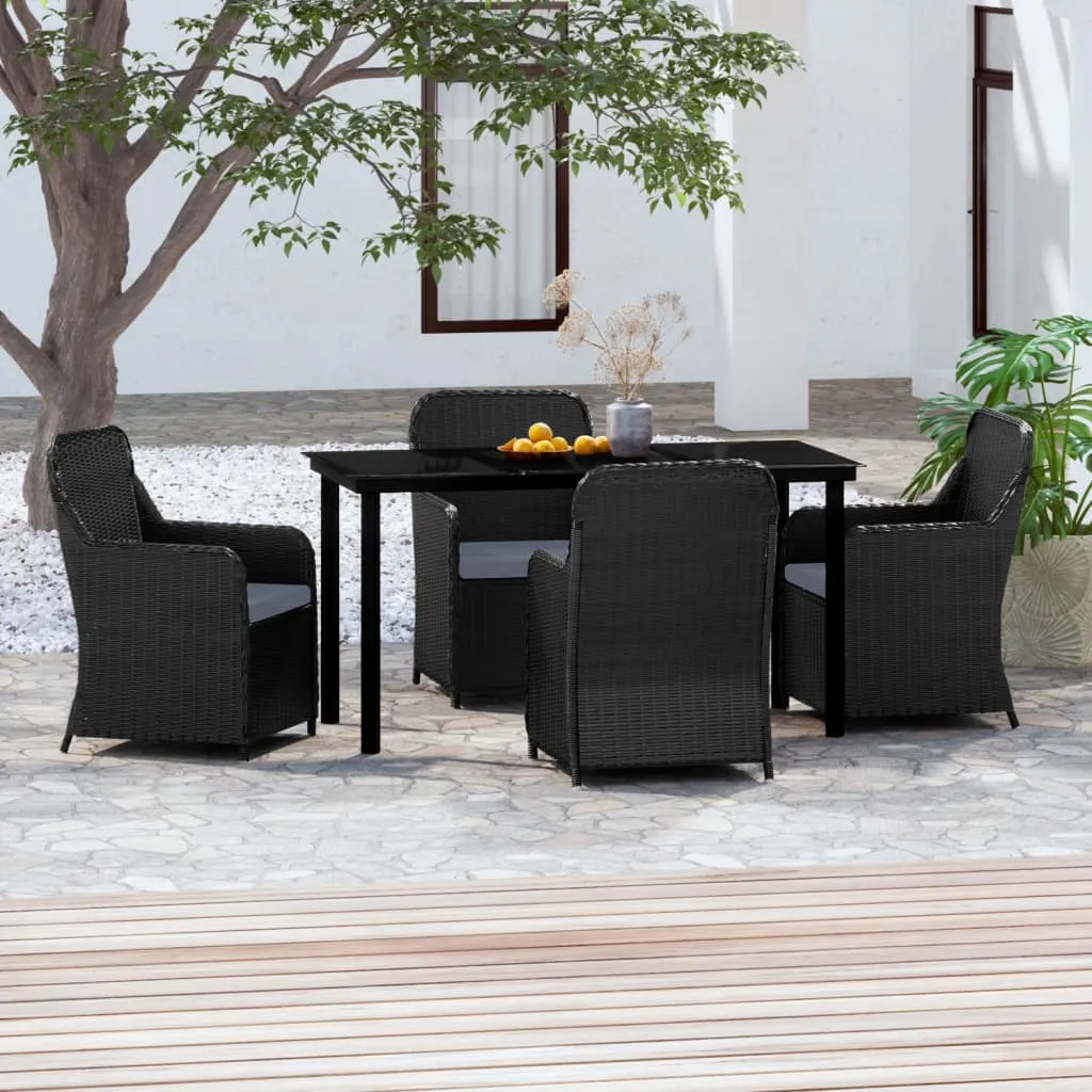 vidaXL Set da Pranzo per Giardino 5 pz con Cuscini Nero