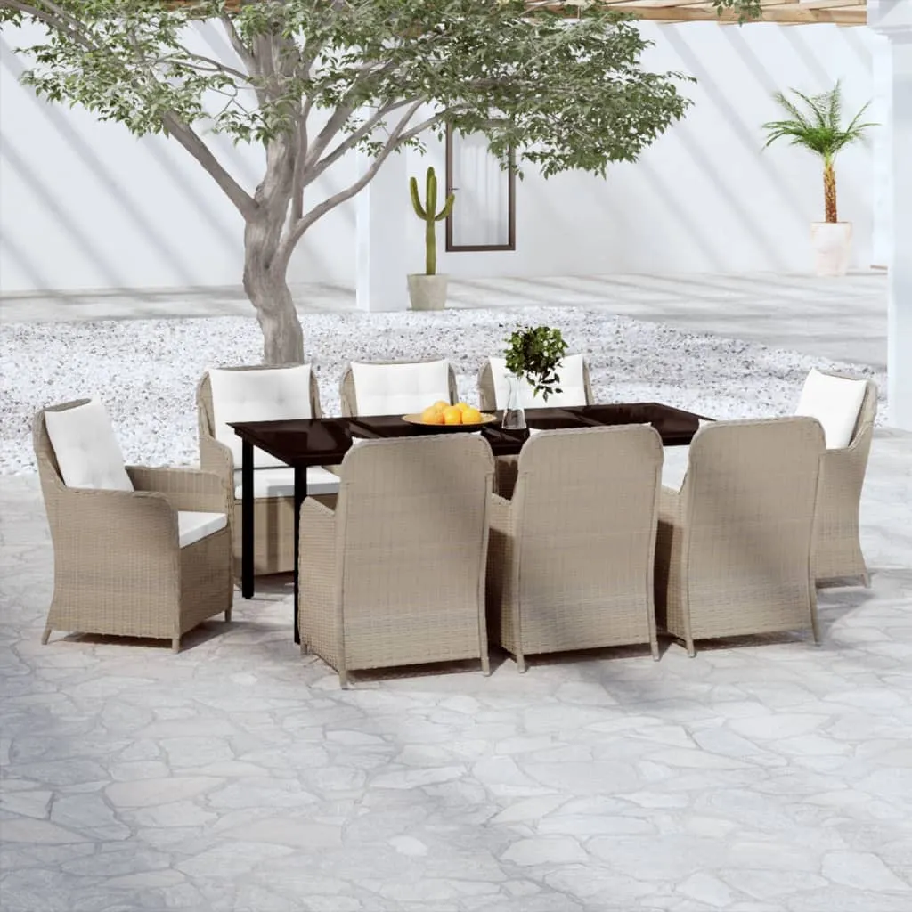 vidaXL Set Mobili da Pranzo per Giardino 9 pz Marrone