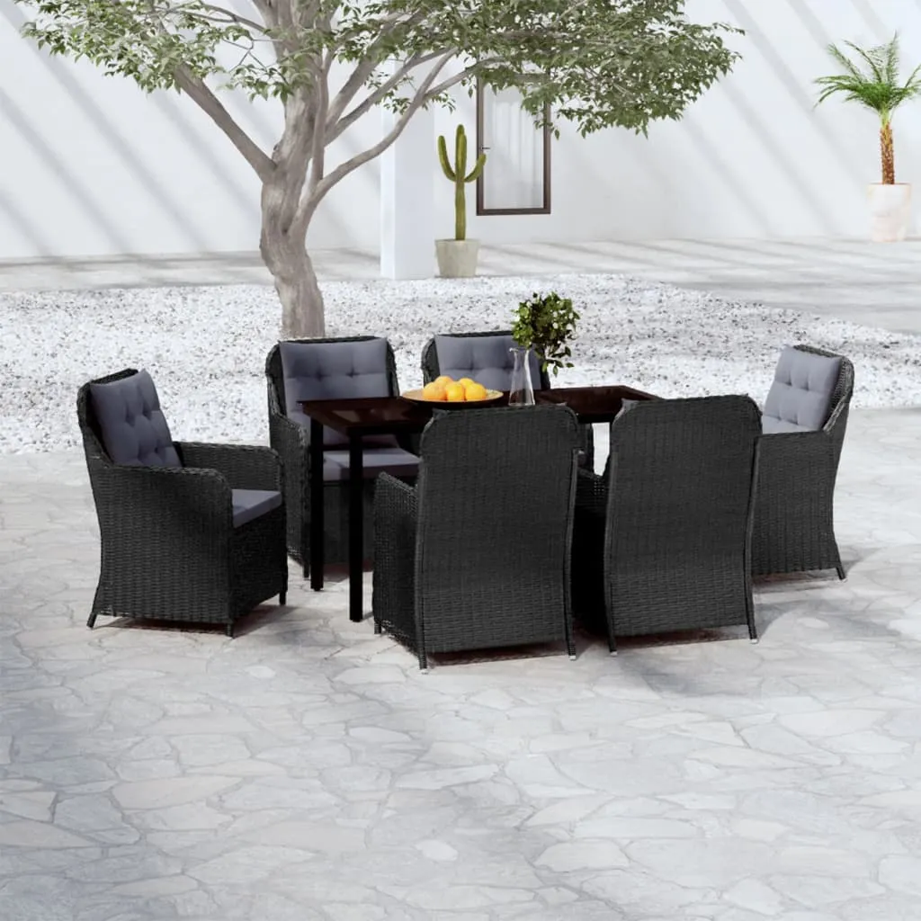 vidaXL Set Mobili da Pranzo per Giardino 7 pz Nero