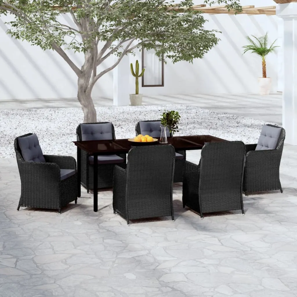 vidaXL Set Mobili da Pranzo per Giardino 7 pz Nero