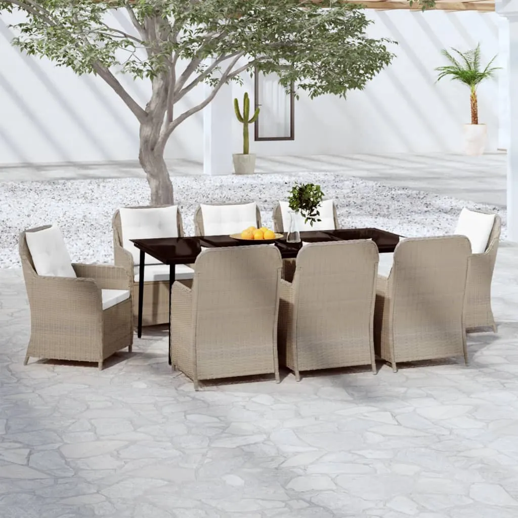 vidaXL Set Mobili da Pranzo per Giardino 9 pz Marrone