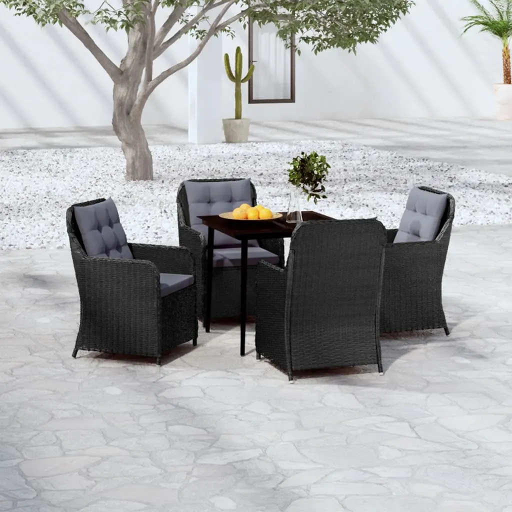 vidaXL Set Mobili da Pranzo per Giardino 5 pz Nero