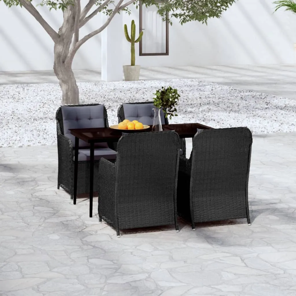 vidaXL Set Mobili da Pranzo per Giardino 5 pz Nero