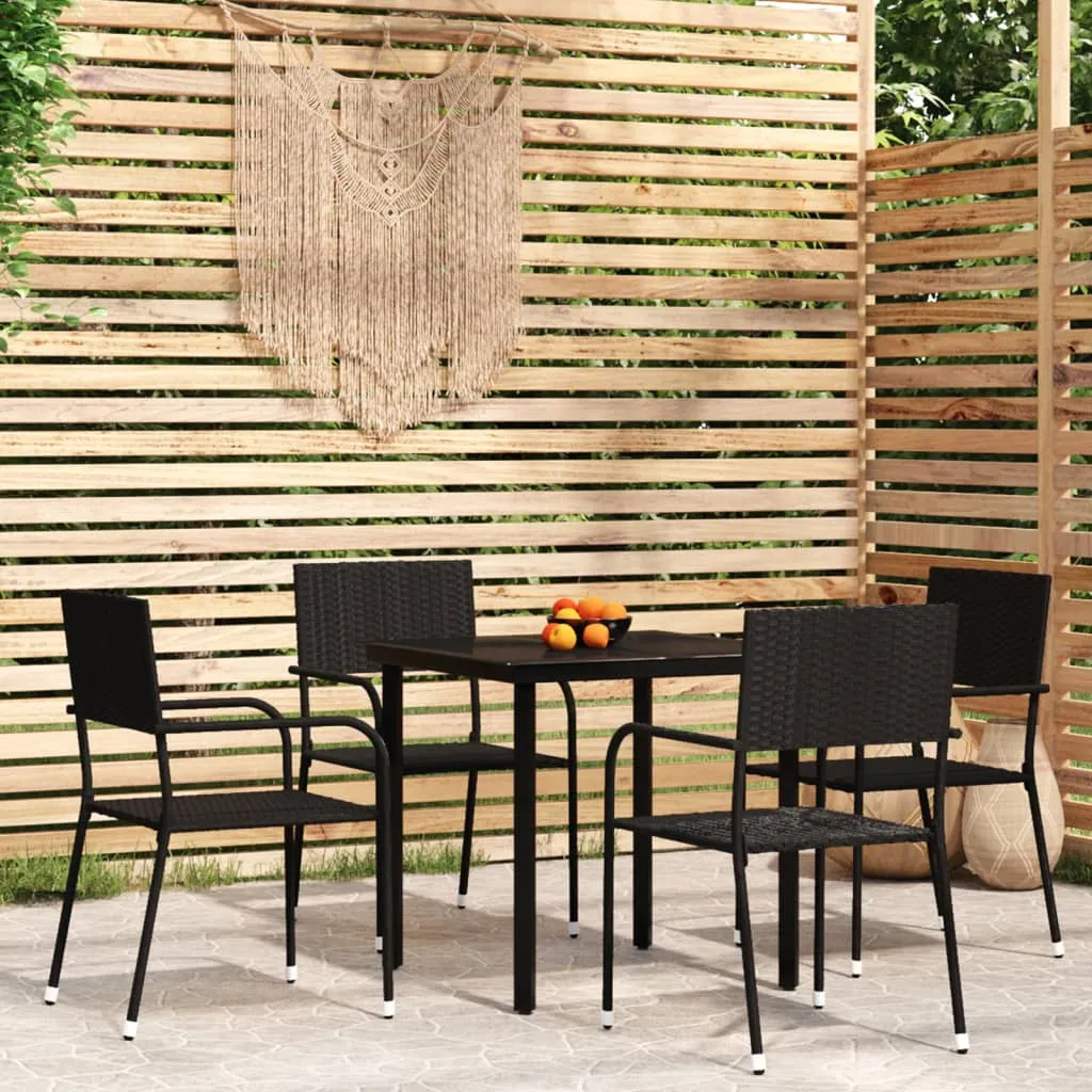 vidaXL Set Mobili da Pranzo da Giardino 5 pz Nero