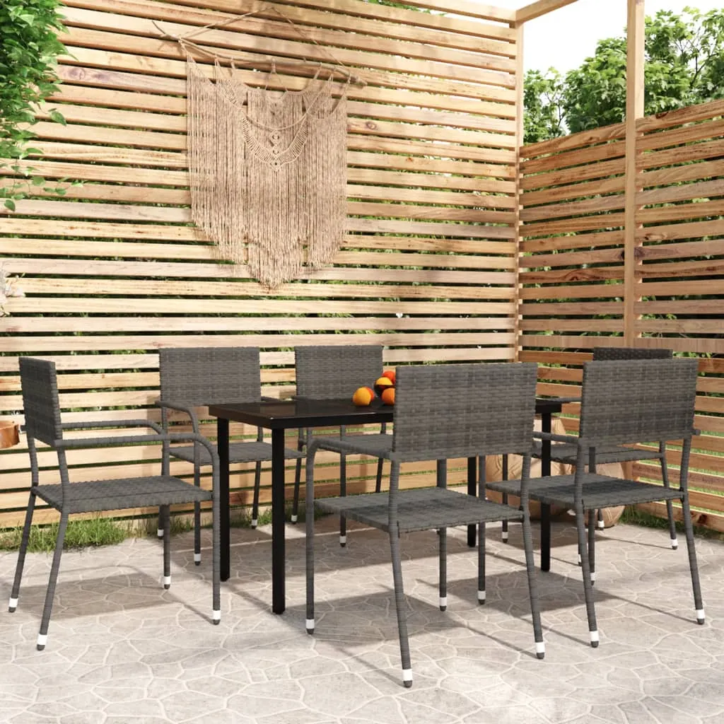 vidaXL Set Mobili da Pranzo da Giardino 7 pz Grigio