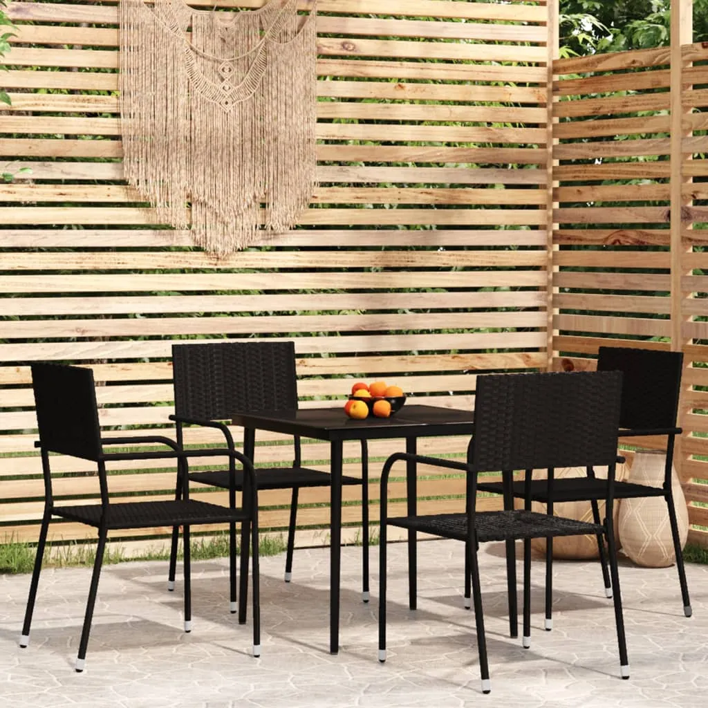 vidaXL Set Mobili da Pranzo da Giardino 5 pz Nero