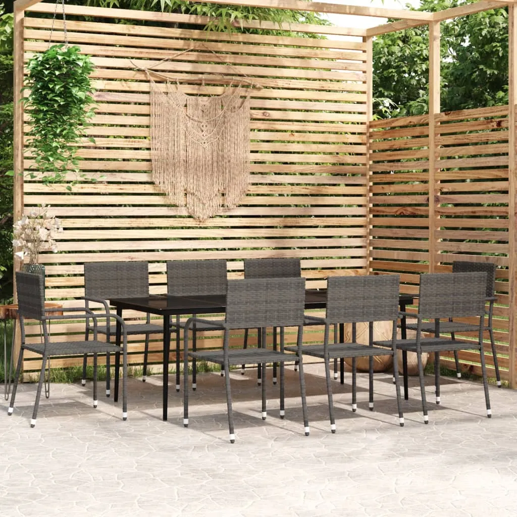 vidaXL Set Mobili da Pranzo da Giardino 9 pz Grigio