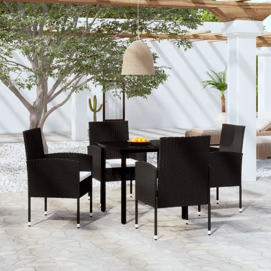 vidaXL Set Mobili da Pranzo per Giardino 5 pz Nero