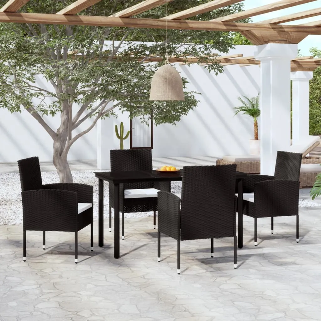 vidaXL Set Mobili da Pranzo per Giardino 5 pz Nero