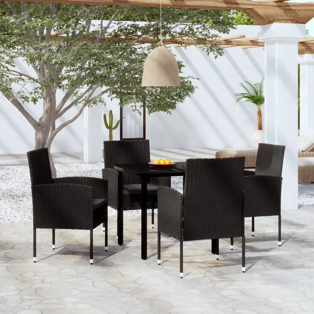 vidaXL Set Mobili da Pranzo per Giardino 5 pz Nero