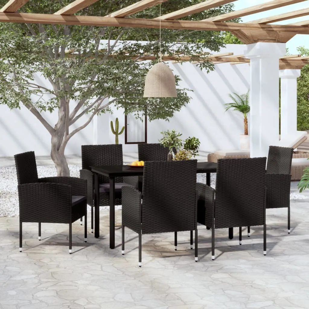 vidaXL Set Mobili da Pranzo per Giardino 7 pz Nero