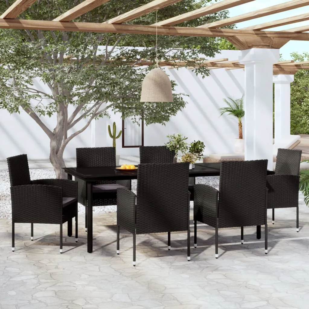 vidaXL Set Mobili da Pranzo per Giardino 7 pz Nero