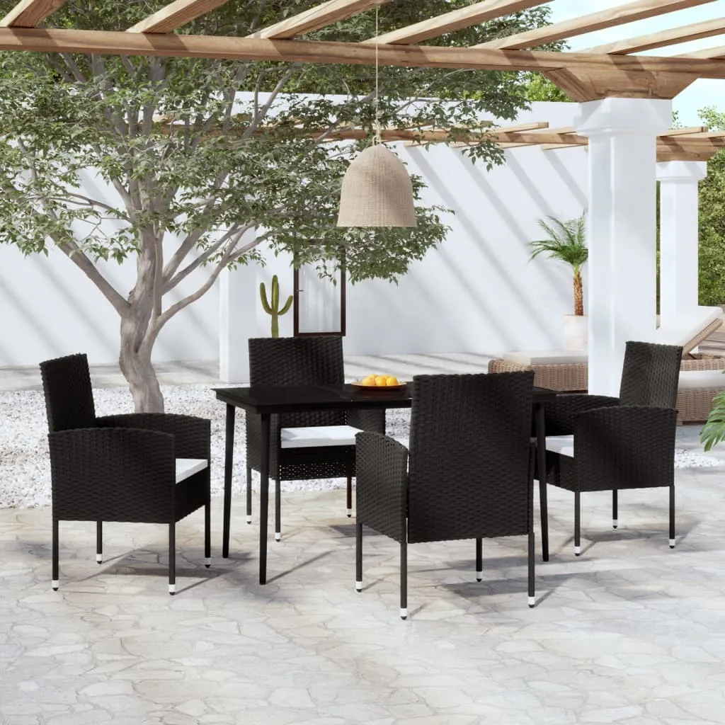 vidaXL Set Mobili da Pranzo per Giardino 5 pz Nero