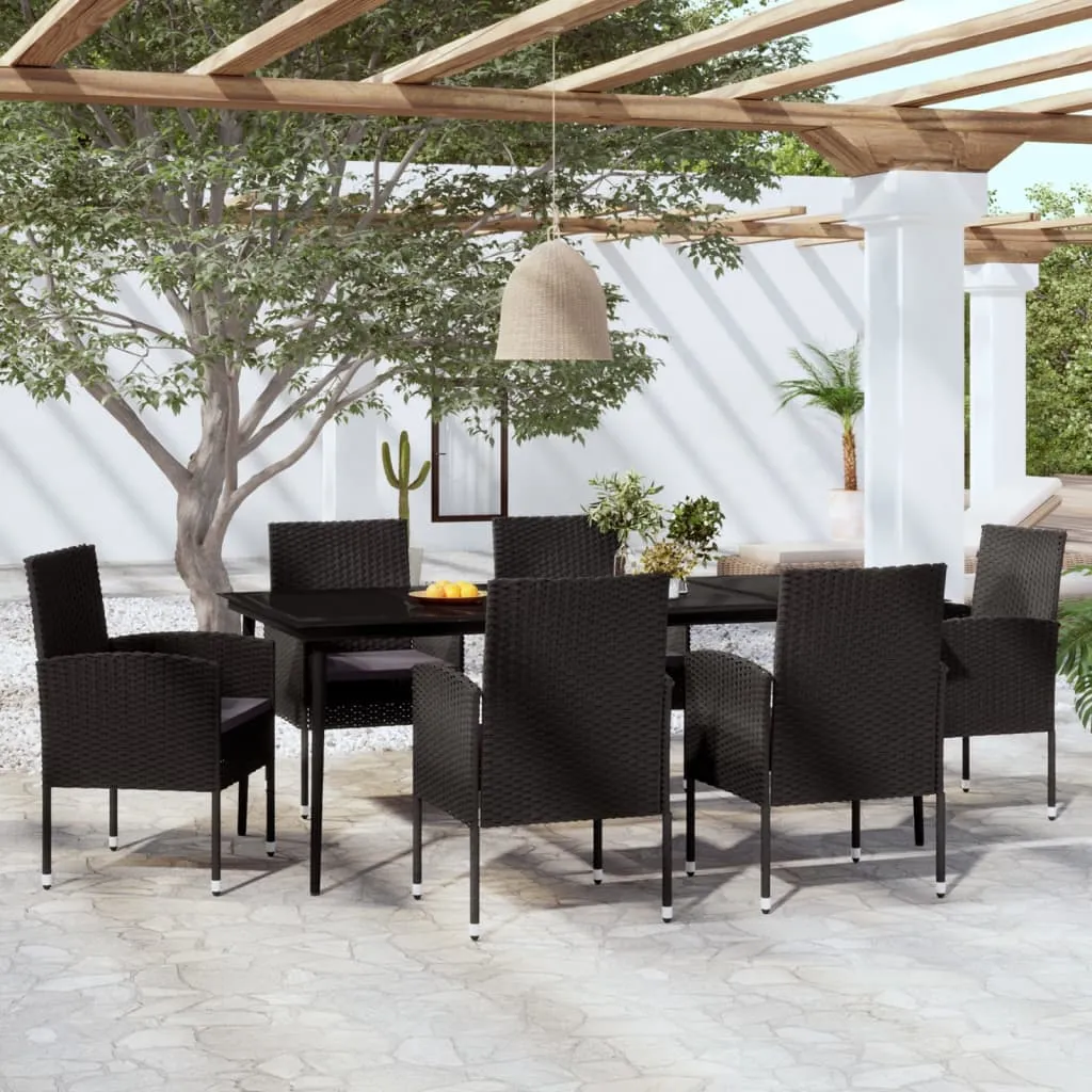 vidaXL Set Mobili da Pranzo per Giardino 7 pz Nero