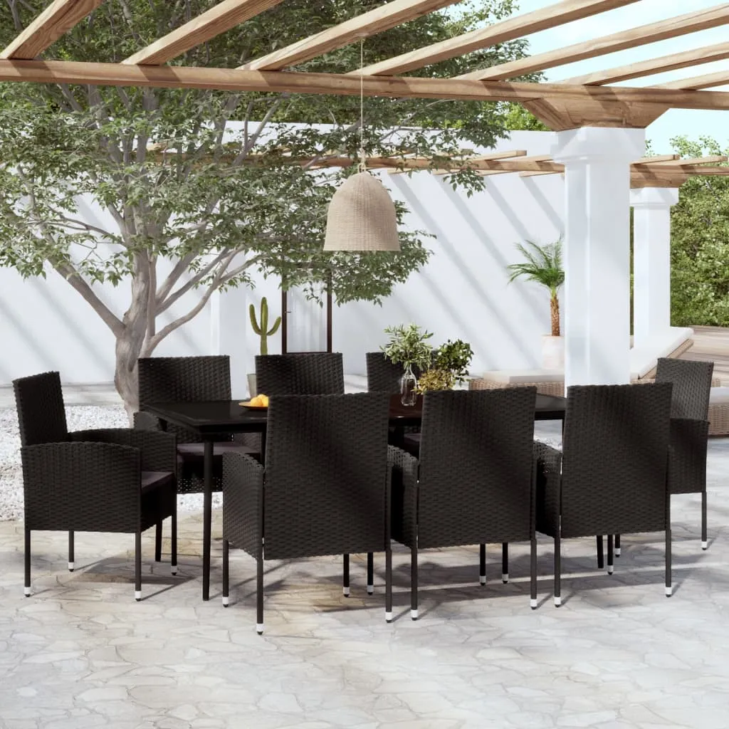 vidaXL Set Mobili da Pranzo per Giardino 9 pz Nero