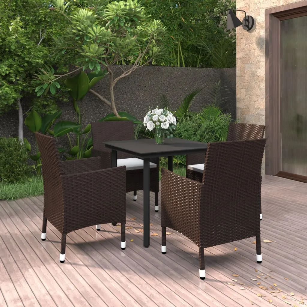 vidaXL Set da Pranzo da Giardino 5 pz con Cuscini Polyrattan e Vetro