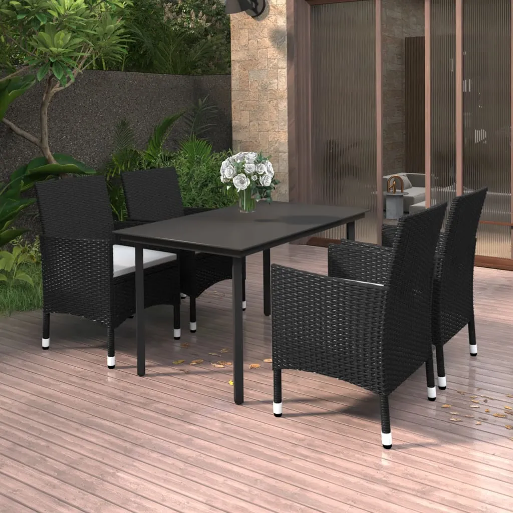 vidaXL Set da Pranzo da Giardino 5 pz con Cuscini Polyrattan e Vetro