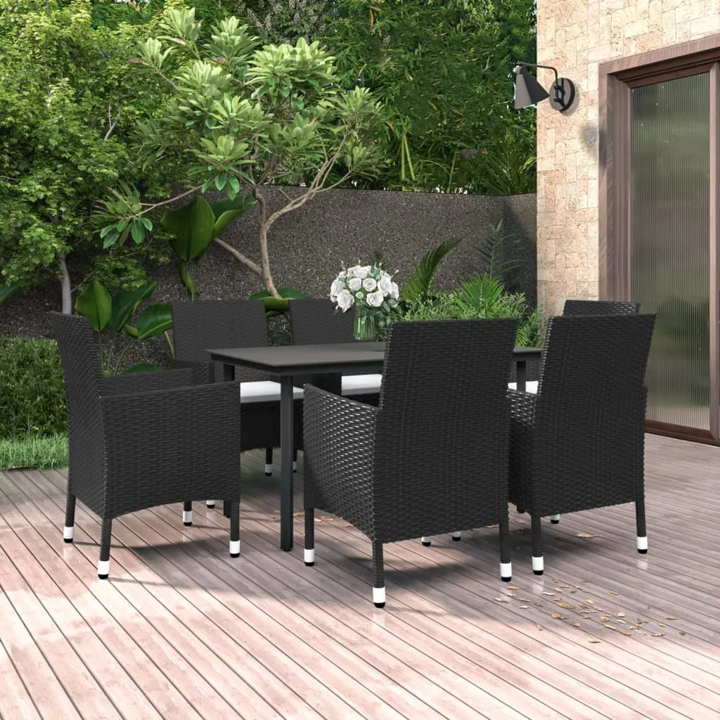 vidaXL Set da Pranzo da Giardino 7 pz con Cuscini Polyrattan e Vetro