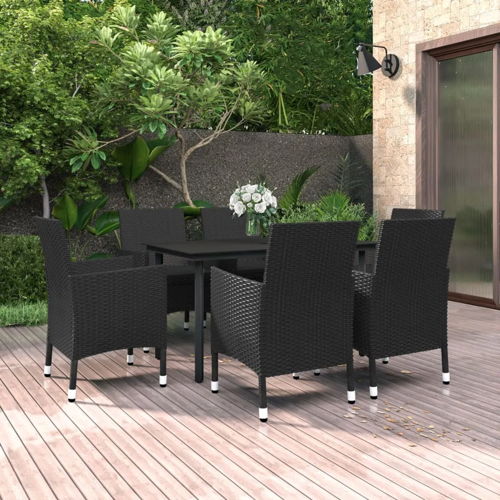 vidaXL Set da Pranzo da Giardino 7 pz con Cuscini Polyrattan e Vetro