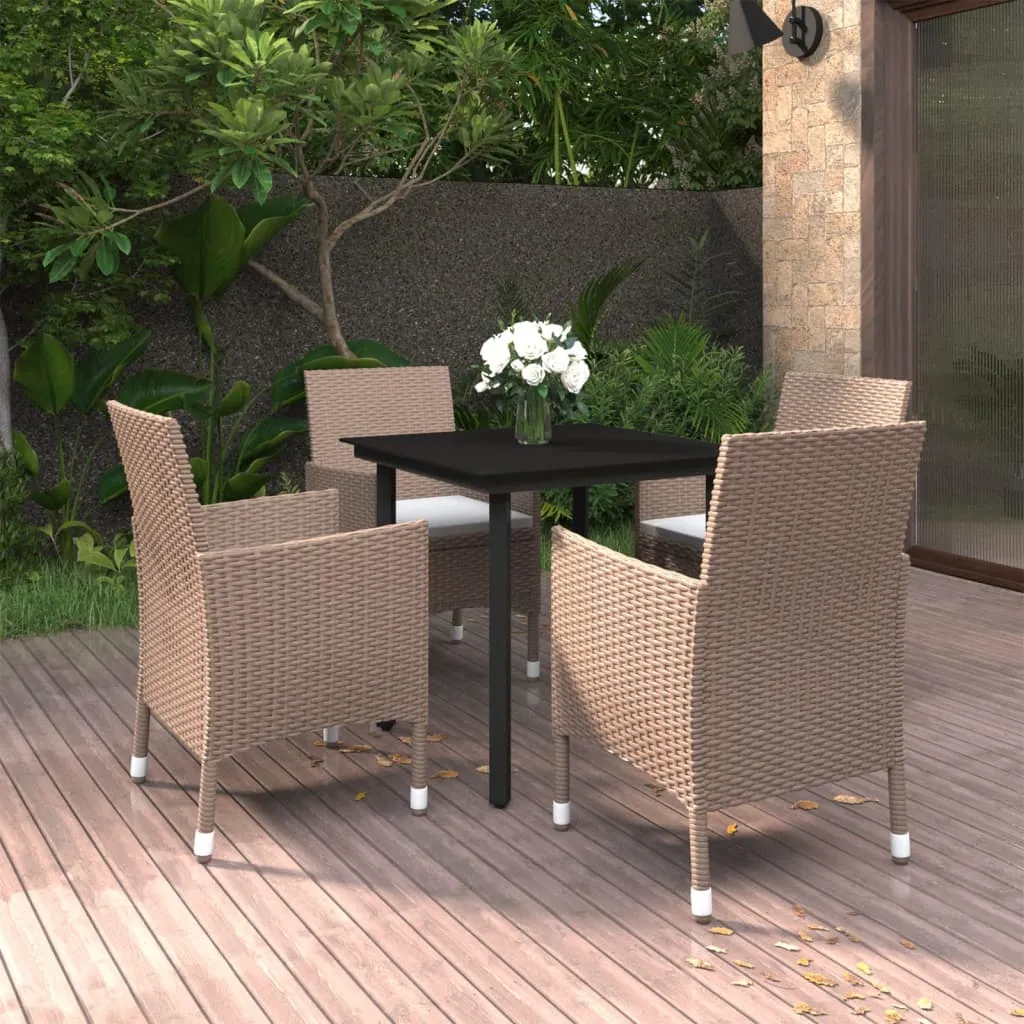 vidaXL Set da Pranzo da Giardino 5 pz e Cuscini in Polyrattan Nero