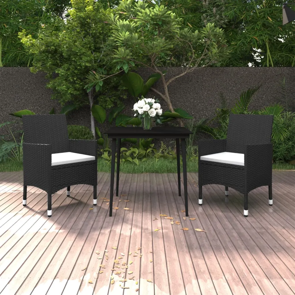 vidaXL Set da Pranzo da Giardino 3 pz con Cuscini Polyrattan e Vetro