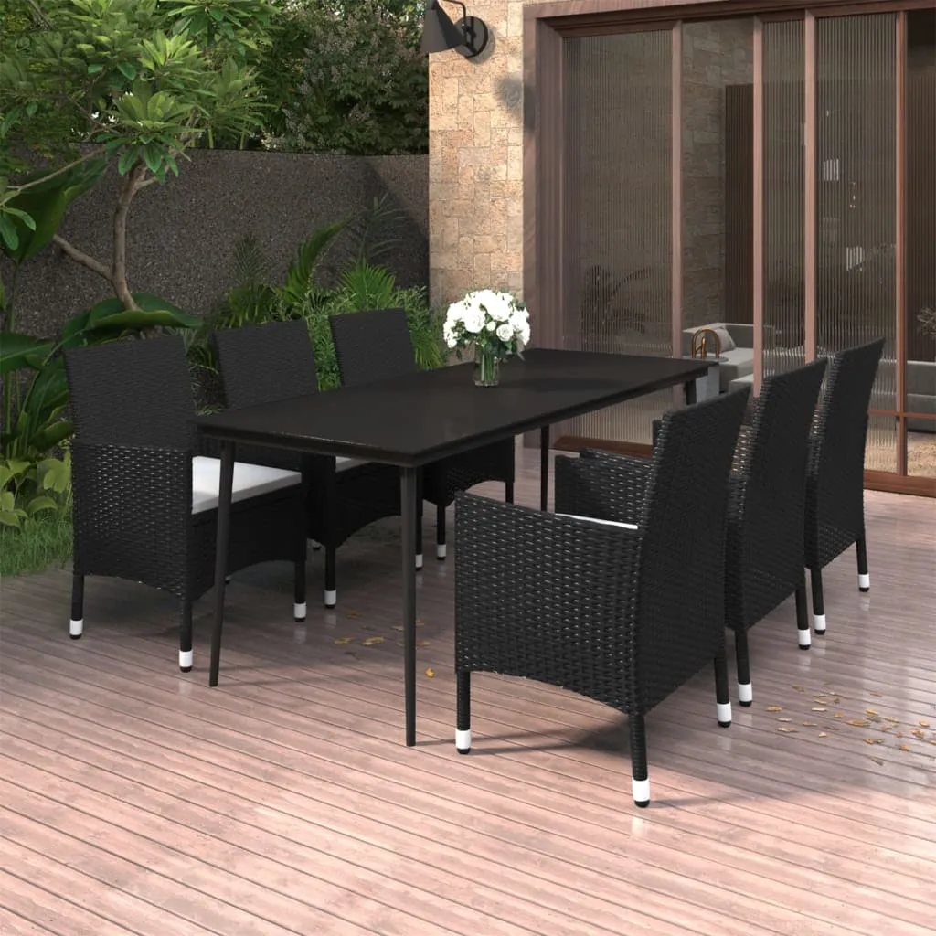 vidaXL Set da Pranzo per Giardino 7 pz con Cuscini Polyrattan e Vetro