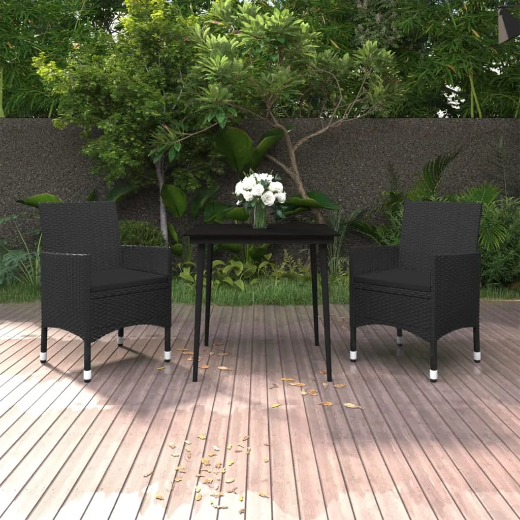 vidaXL Set da Pranzo da Giardino 3 pz con Cuscini Polyrattan e Vetro