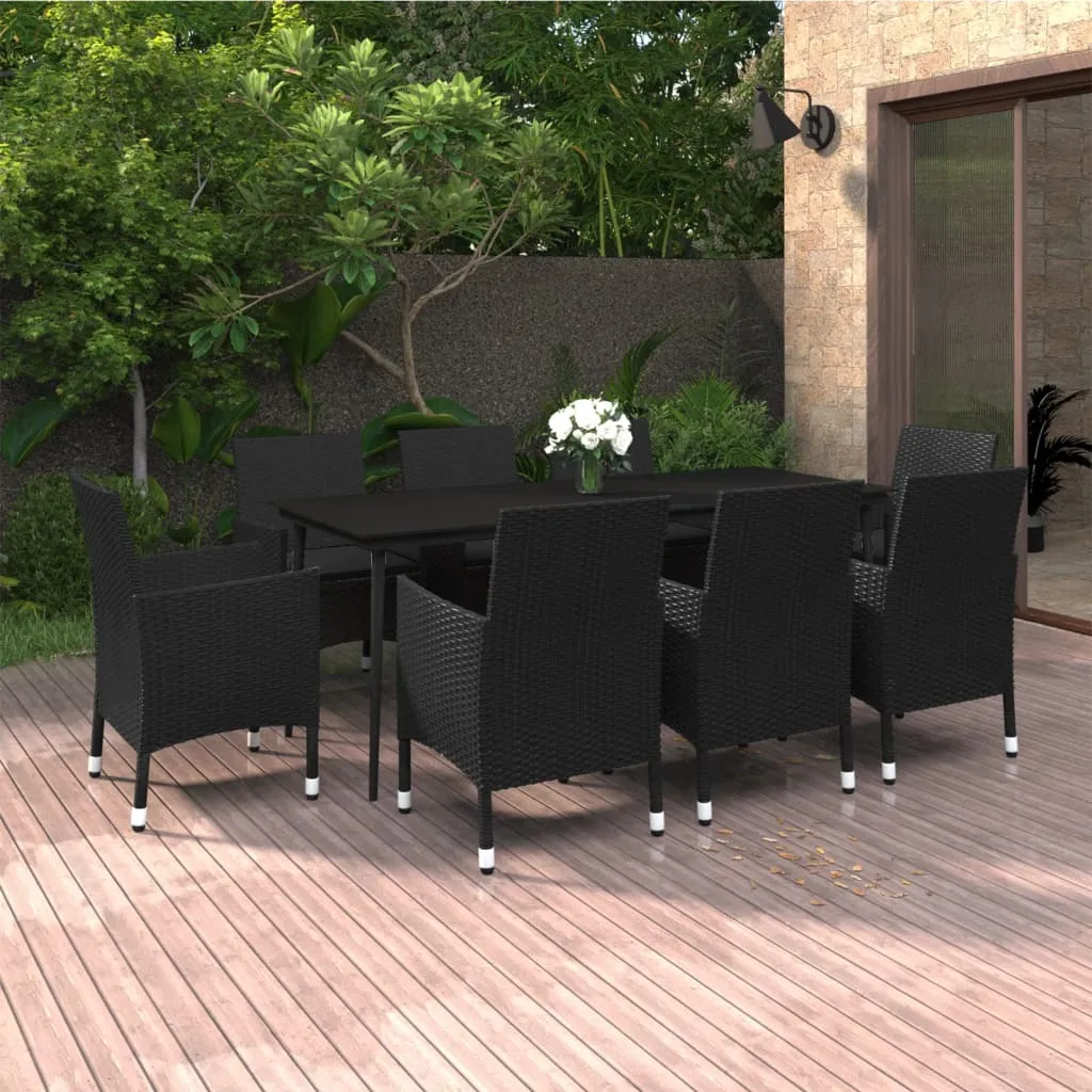 vidaXL Set da Pranzo per Giardino 9 pz con Cuscini Polyrattan e Vetro