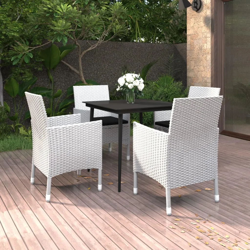 vidaXL Set da Pranzo per Giardino 5 pz con Cuscini Polyrattan e Vetro