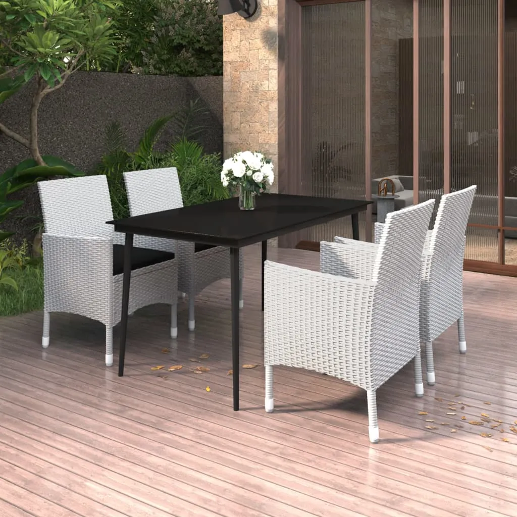 vidaXL Set da Pranzo per Giardino 5 pz con Cuscini Polyrattan e Vetro