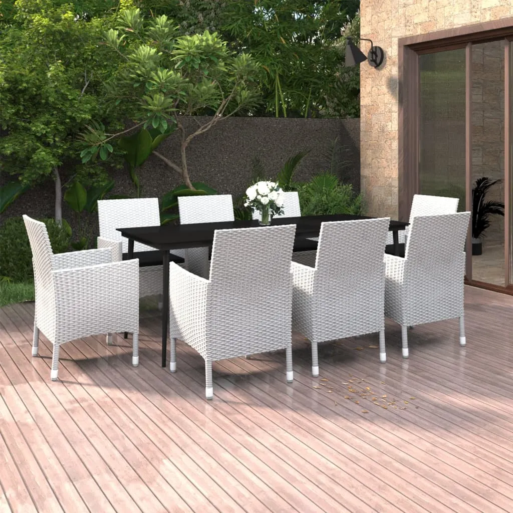 vidaXL Set da Pranzo per Giardino 9 pz con Cuscini Polyrattan e Vetro