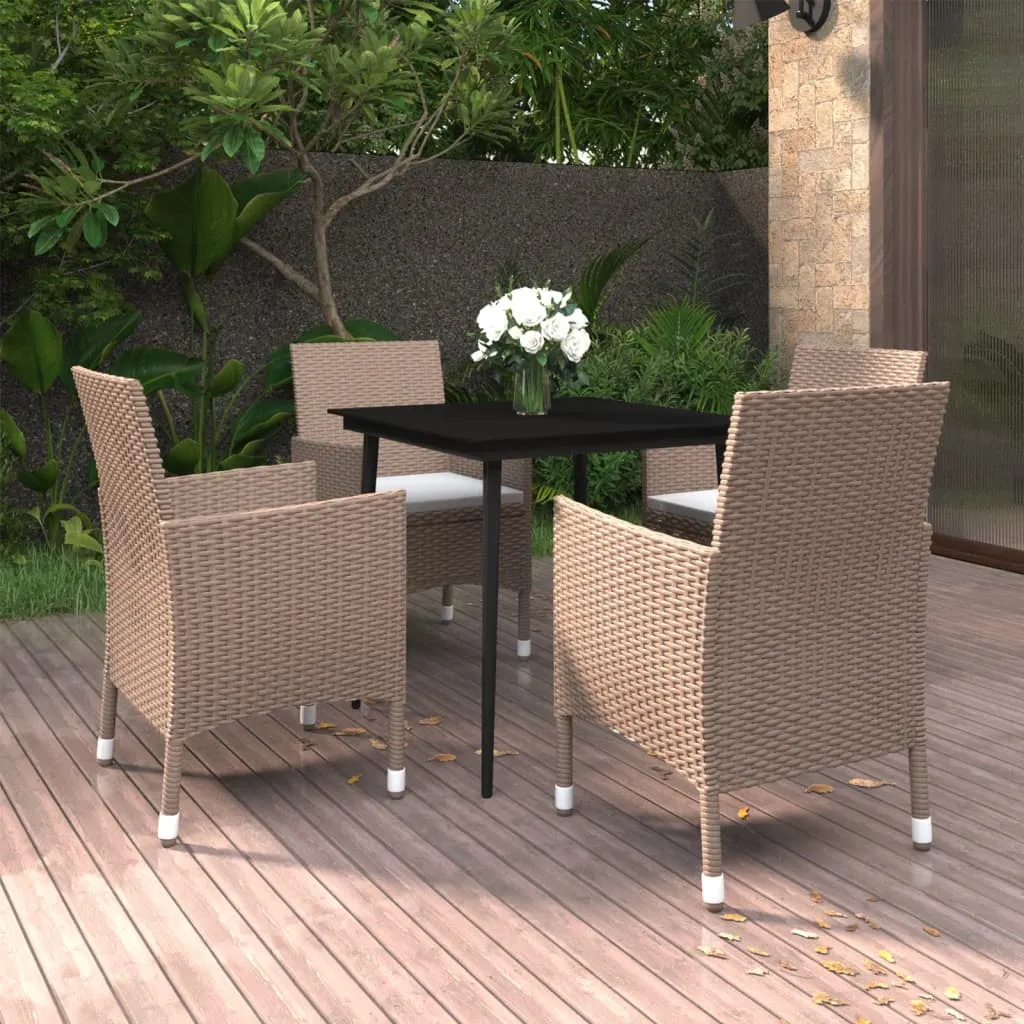 vidaXL Set da Pranzo per Giardino 5 pz con Cuscini Polyrattan e Vetro