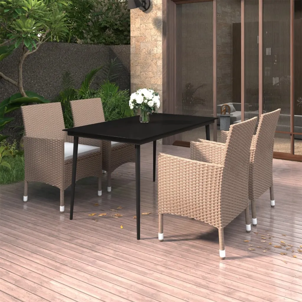 vidaXL Set da Pranzo per Giardino 5 pz con Cuscini Polyrattan e Vetro