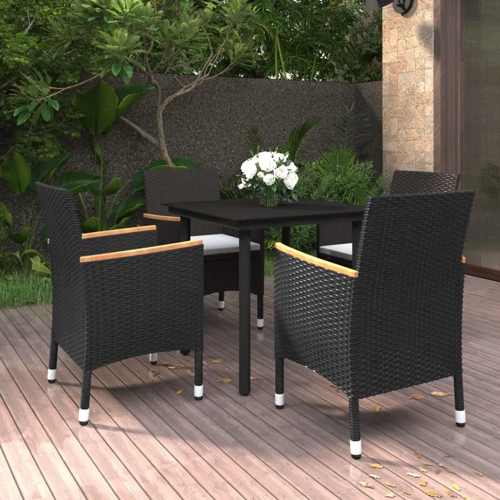 vidaXL Set da Pranzo per Giardino 5 pz con Cuscini Polyrattan e Vetro