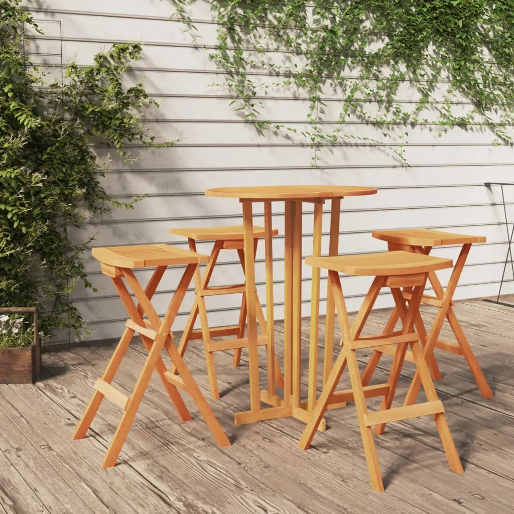 vidaXL Set da Bar Pieghevole 5 pz in Legno Massello di Teak